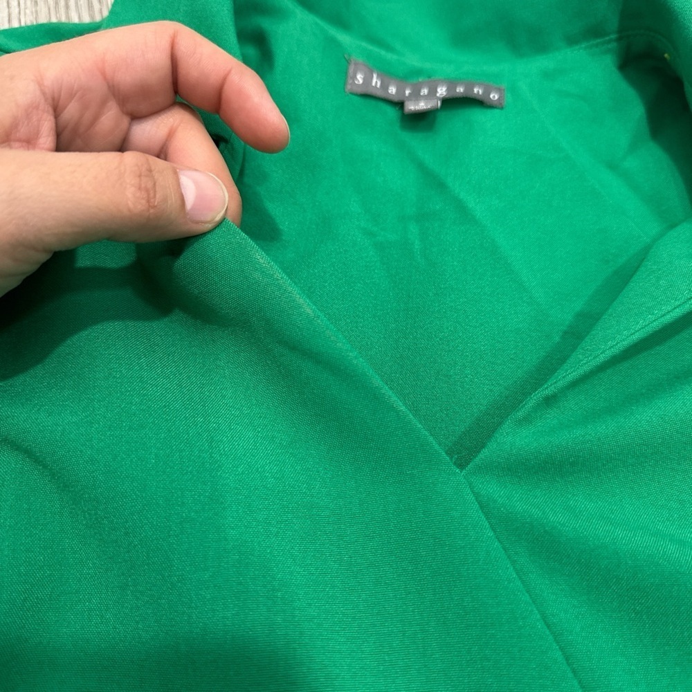 Sharagano Vibrant Green Midi Dress with Tie Sleeves size 6 - Picture 12 of 16